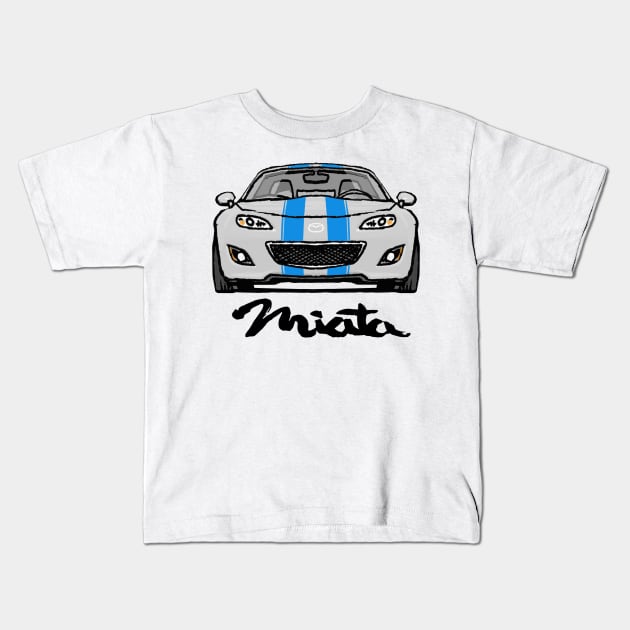 MX5 NC2 White w/ Blue Stripes Kids T-Shirt by Woreth